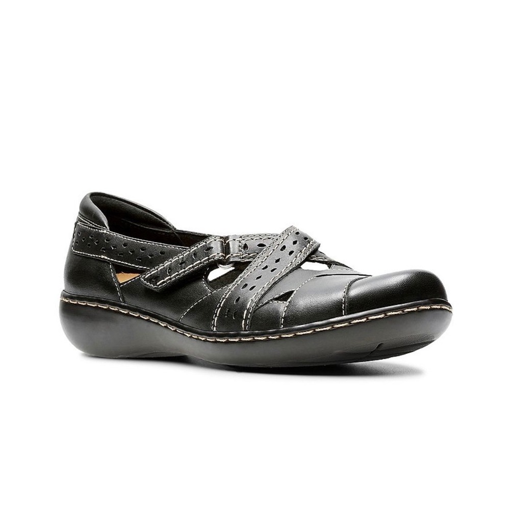 Clarks Black Leather Mary Jane Comfort Shoes Career Women's 8.5 XW Extra Wide